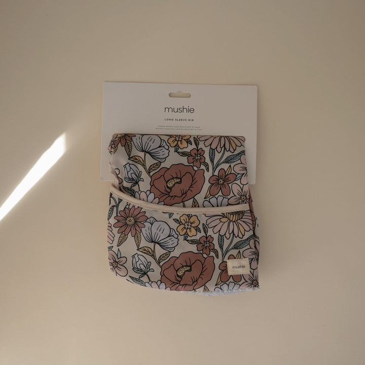 Mushie - Long Sleeve Bib - Retro Flowers - Mabel & Fox