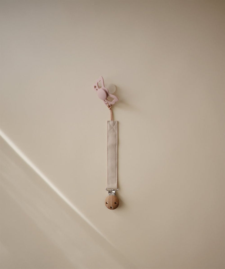 Mushie - Linen Pacifier Clip - 2 Pack - Olive / Shifting Sand - Mabel & Fox