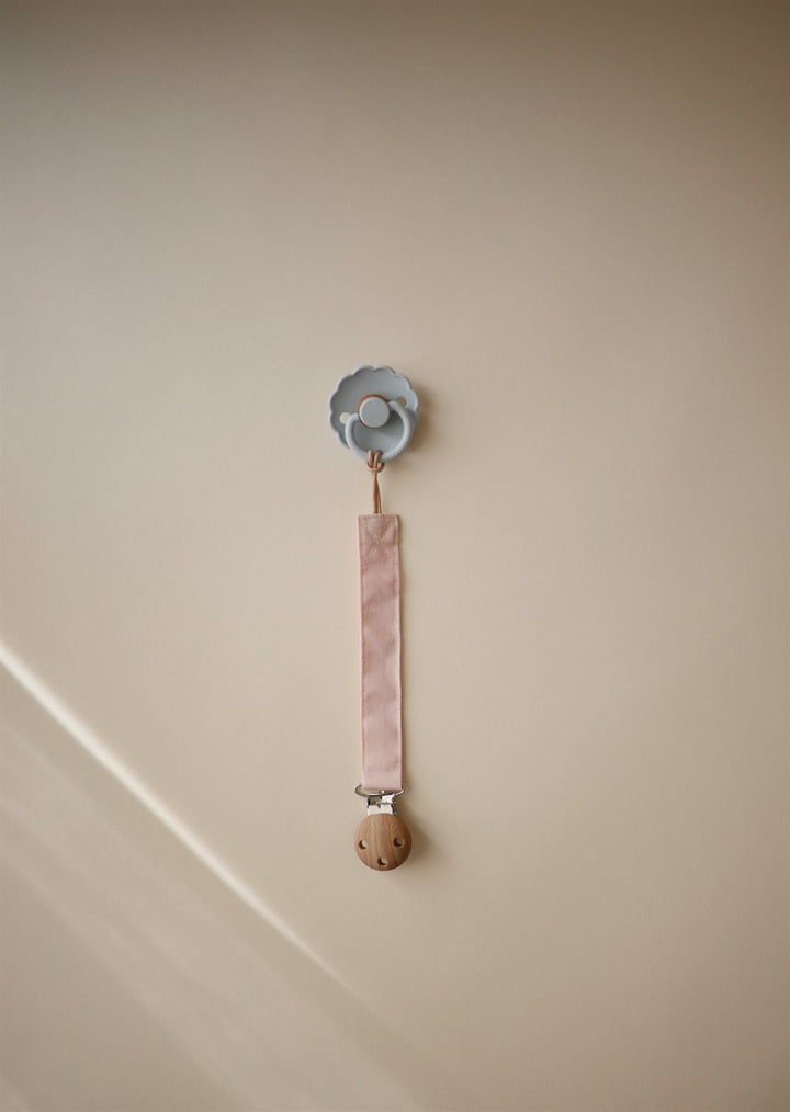 Mushie - Linen Pacifier Clip - 2 Pack - Blush/Cream - Mabel & Fox