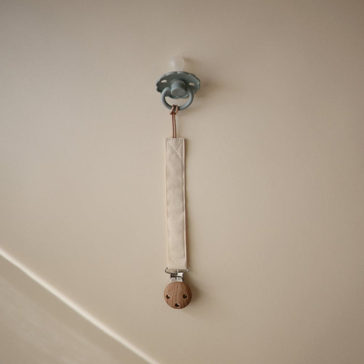 Mushie - Linen Pacifier Clip - 2 Pack - Blush/Cream - Mabel & Fox
