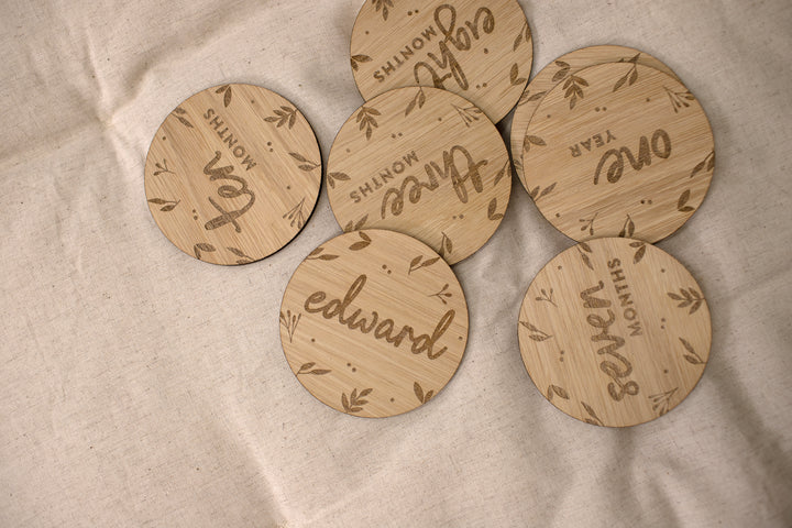 Mabel & Fox - Personalised Wooden Milestone Cards - Botanical - Mabel & Fox