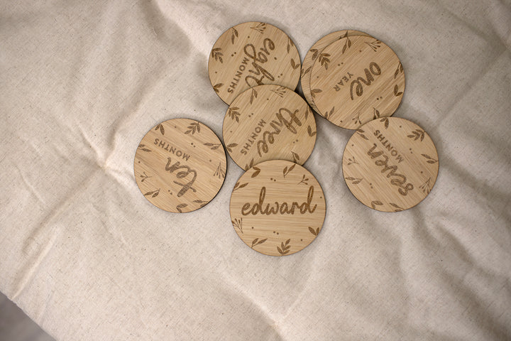 Mabel & Fox - Personalised Wooden Milestone Cards - Botanical - Mabel & Fox