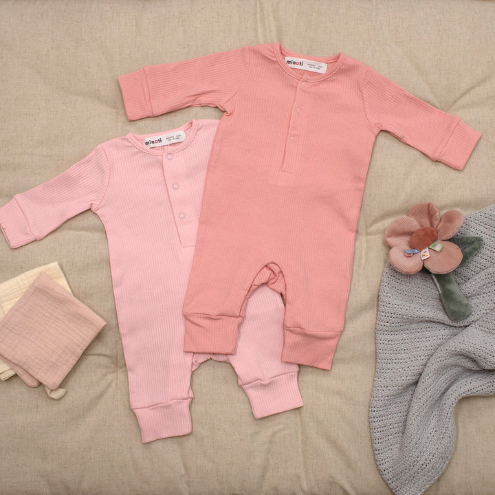 Mabel & Fox - Ribbed Rompers - Pink (2 Pack) - Mabel & Fox