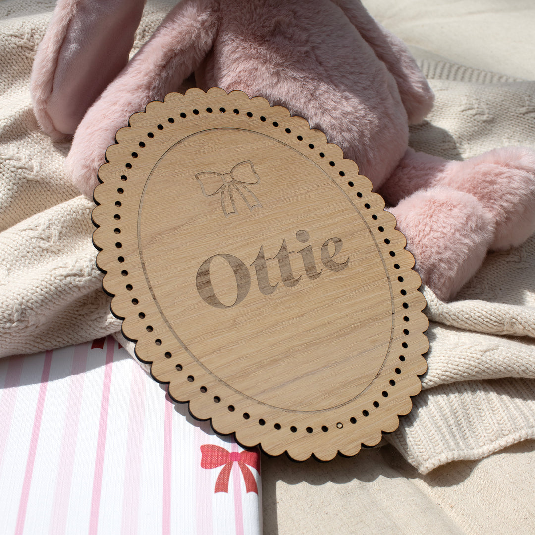Mabel & Fox - Personalised Wooden Name Sign - Bow Cute