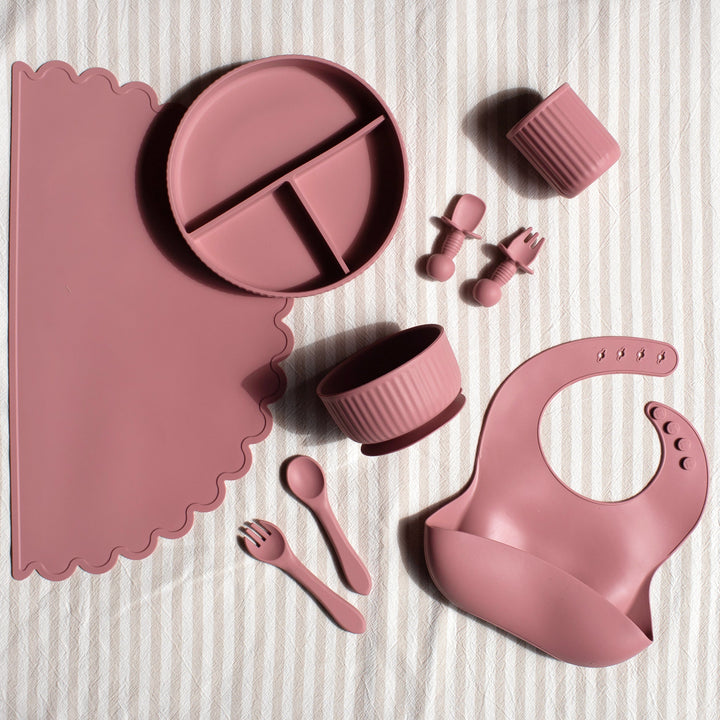 Mabel & Fox - Complete Silicone Tableware Set - Pink (7 Pcs)