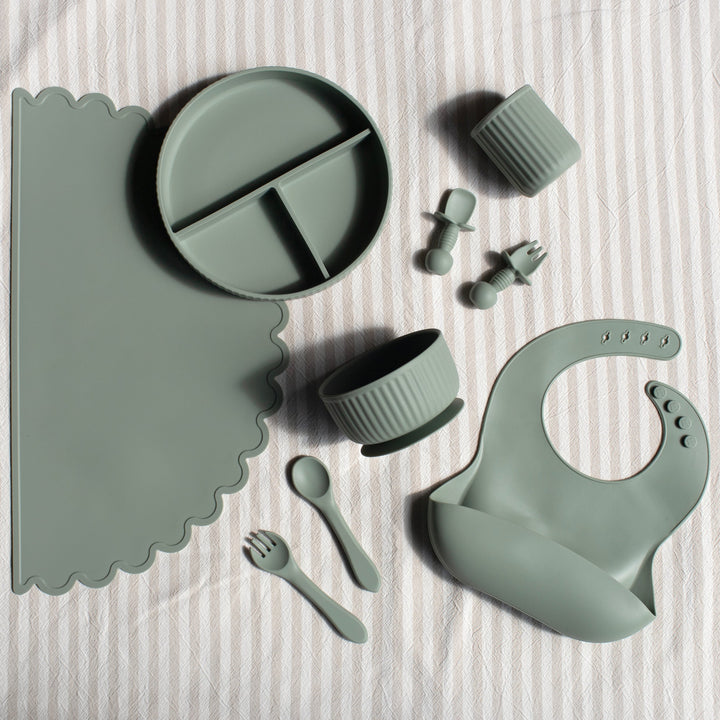 Mabel & Fox - Complete Silicone Tableware Set - Sage (7 Pcs)