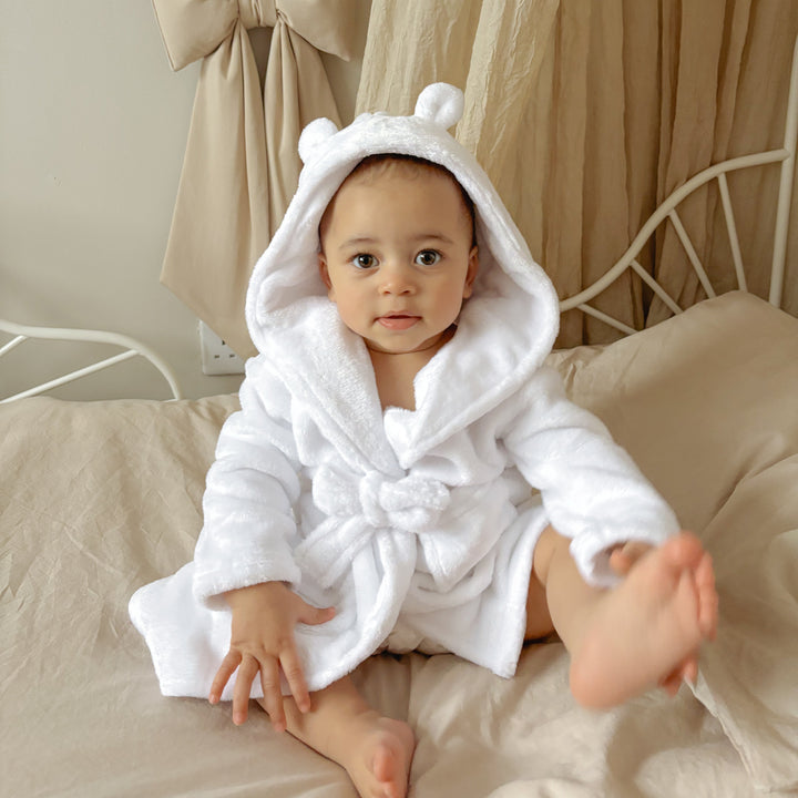 Mabel & Fox - Baby Hooded Dressing Gown - White