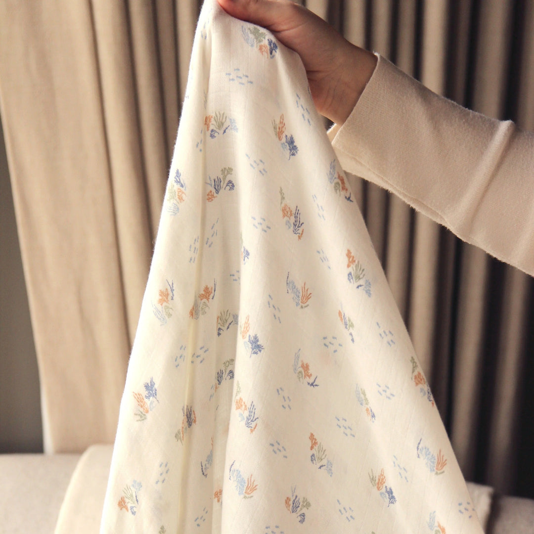 Avery Row - Organic Baby Large Muslin Swaddle - Coastline - Mabel & Fox