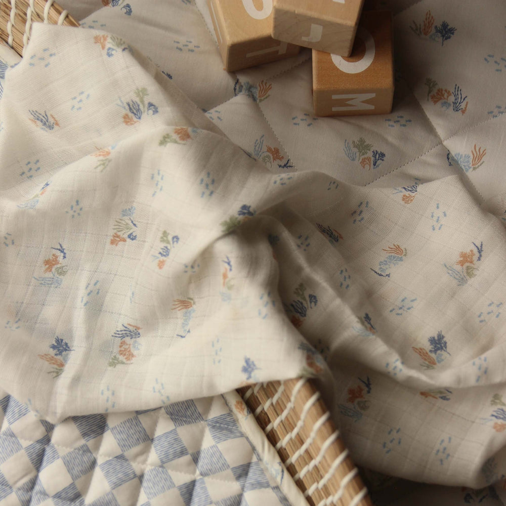Avery Row - Organic Baby Large Muslin Swaddle - Coastline - Mabel & Fox