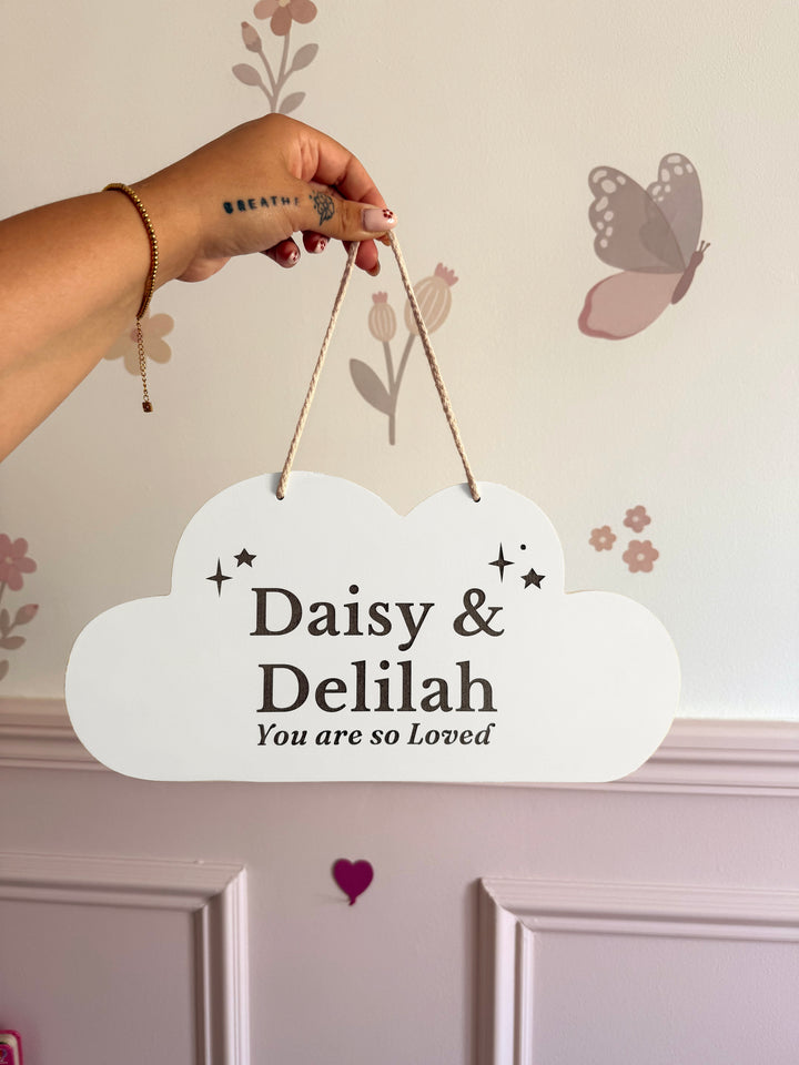 Mabel & Fox - Personalised Wooden Hanging Cloud Decoration