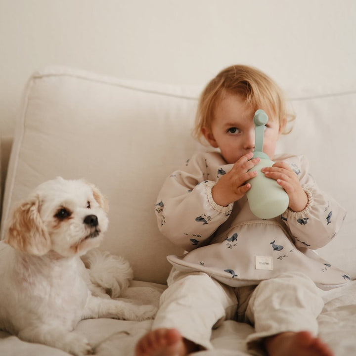 Mushie - Long Sleeve Bib - Whales - Mabel & Fox
