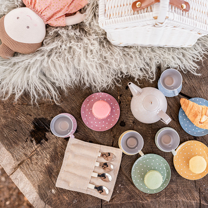 Jabadabado - Picnic Basket Tin Tea Set - Pastel - Mabel & Fox