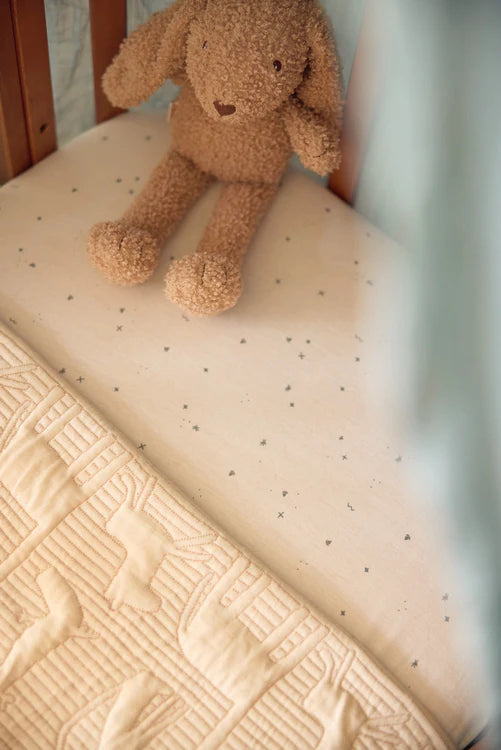 Jollein - Jersey Fitted Sheet 70/75x140/150cm Twinkling - Sea Green - Mabel & Fox