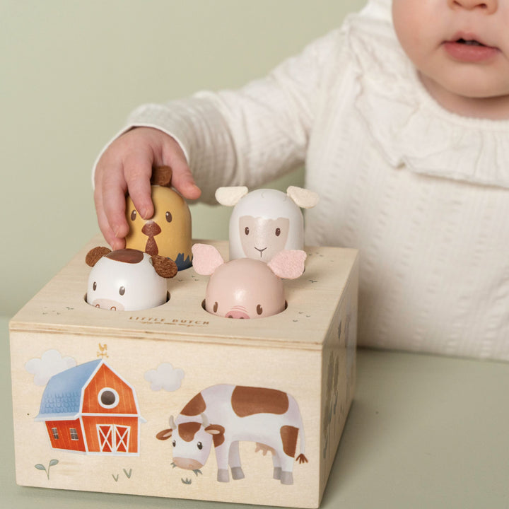 Sample Sale (Slight Damage) - Little Dutch - Wooden Farm Pop Up Animals - Mabel & Fox