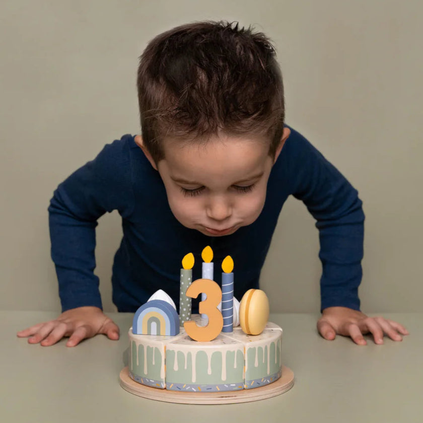 Little Dutch - Wooden Birthday Cake - Blue - Mabel & Fox