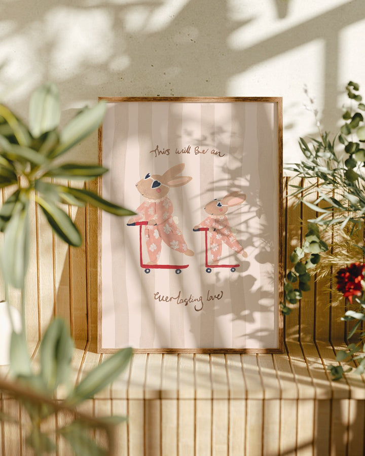 Lion & The Pear - Hand-Illustrated Print - Everlasting Love Bunny Sister