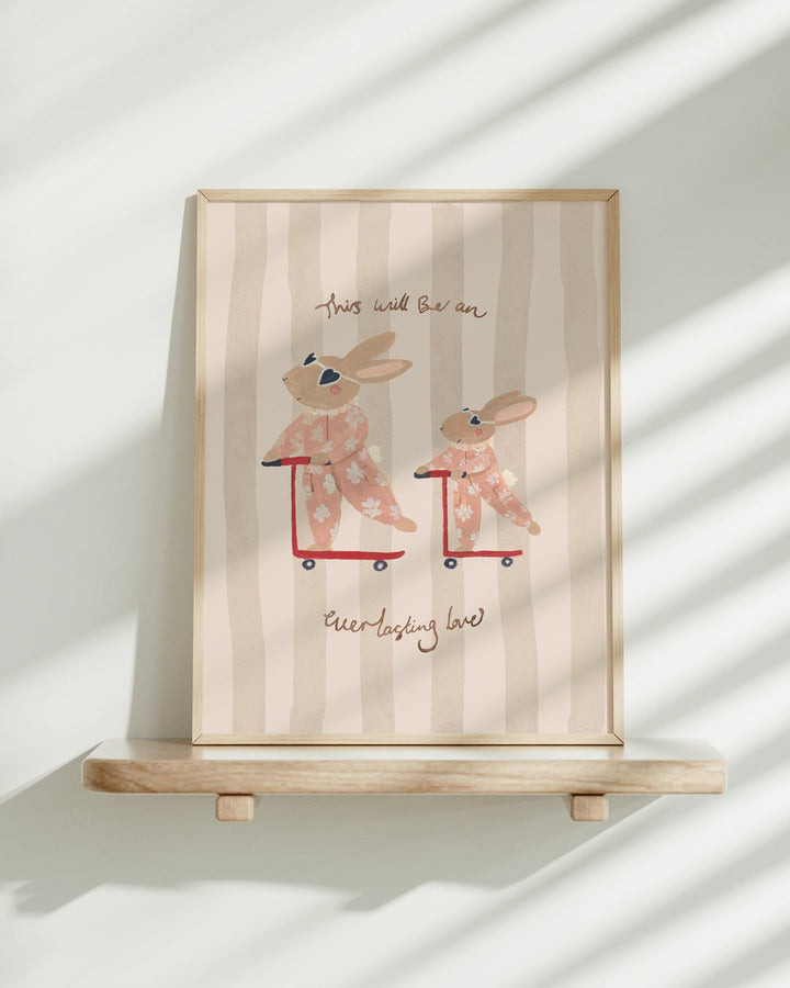 Lion & The Pear - Hand-Illustrated Print - Everlasting Love Bunny Sister