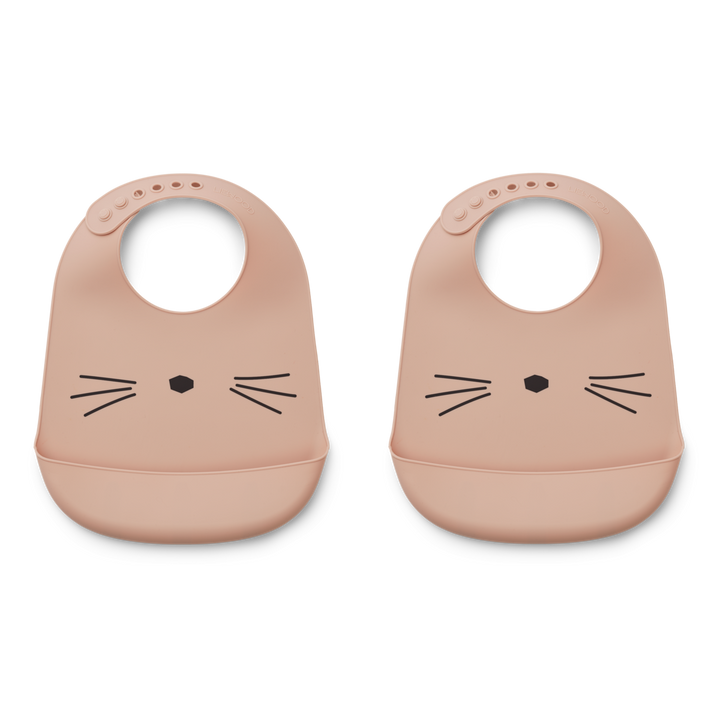 Liewood - Tilda Silicone Bib - Cat Rose (2 Pack) - Mabel & Fox