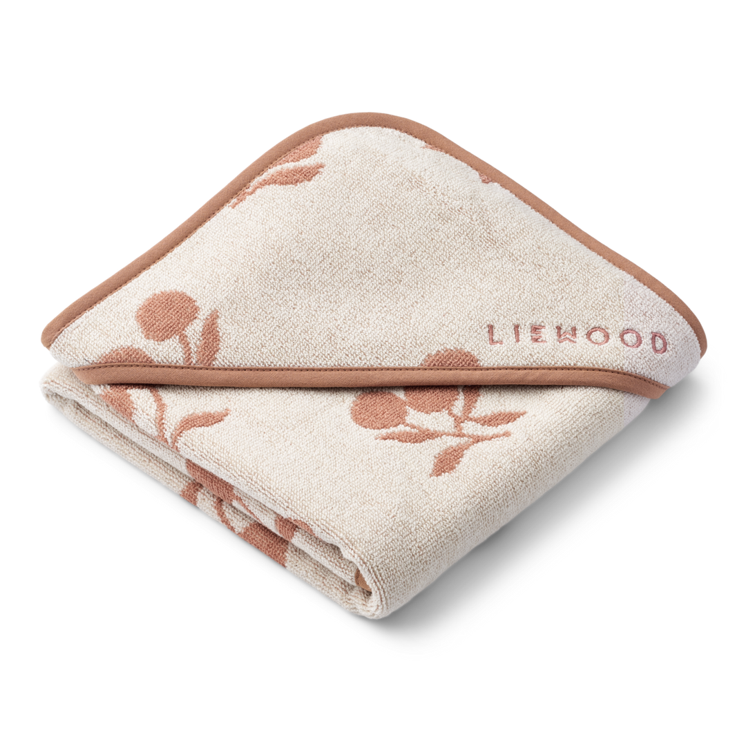 Liewood - Alba Yarn Dyed Hooded Baby Towel - Peach / Sea Shell - Mabel & Fox