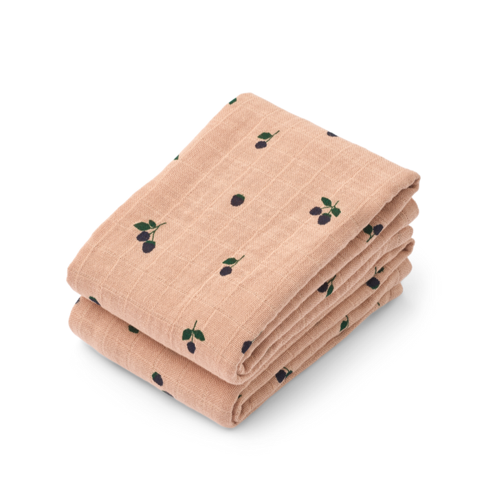 Liewood - Lewis Muslin Cloths - Mini Berry / Pale Tuscany (2 Pack)