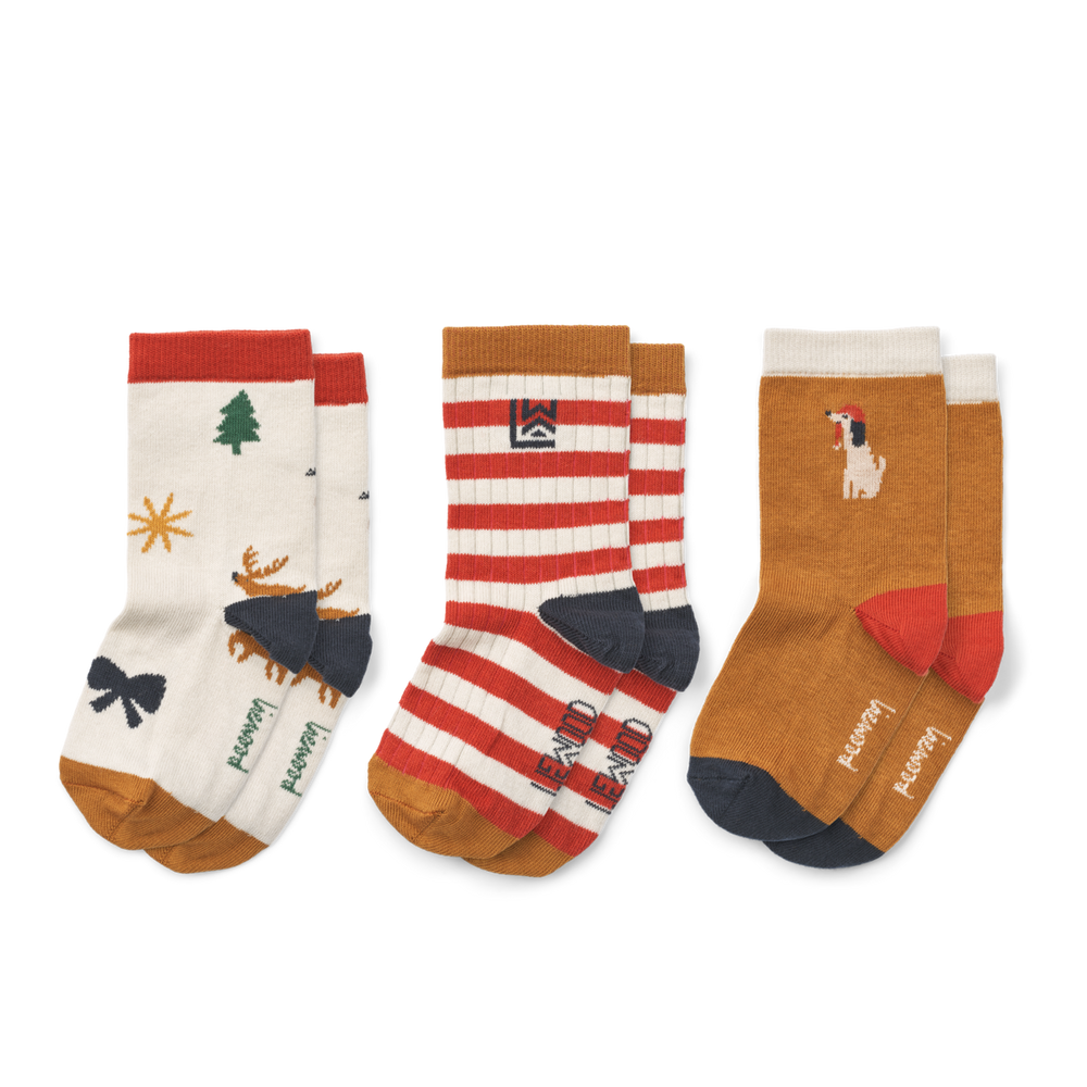 Liewood - Silas Socks - Holiday / Sandy (3 Pack) - Mabel & Fox