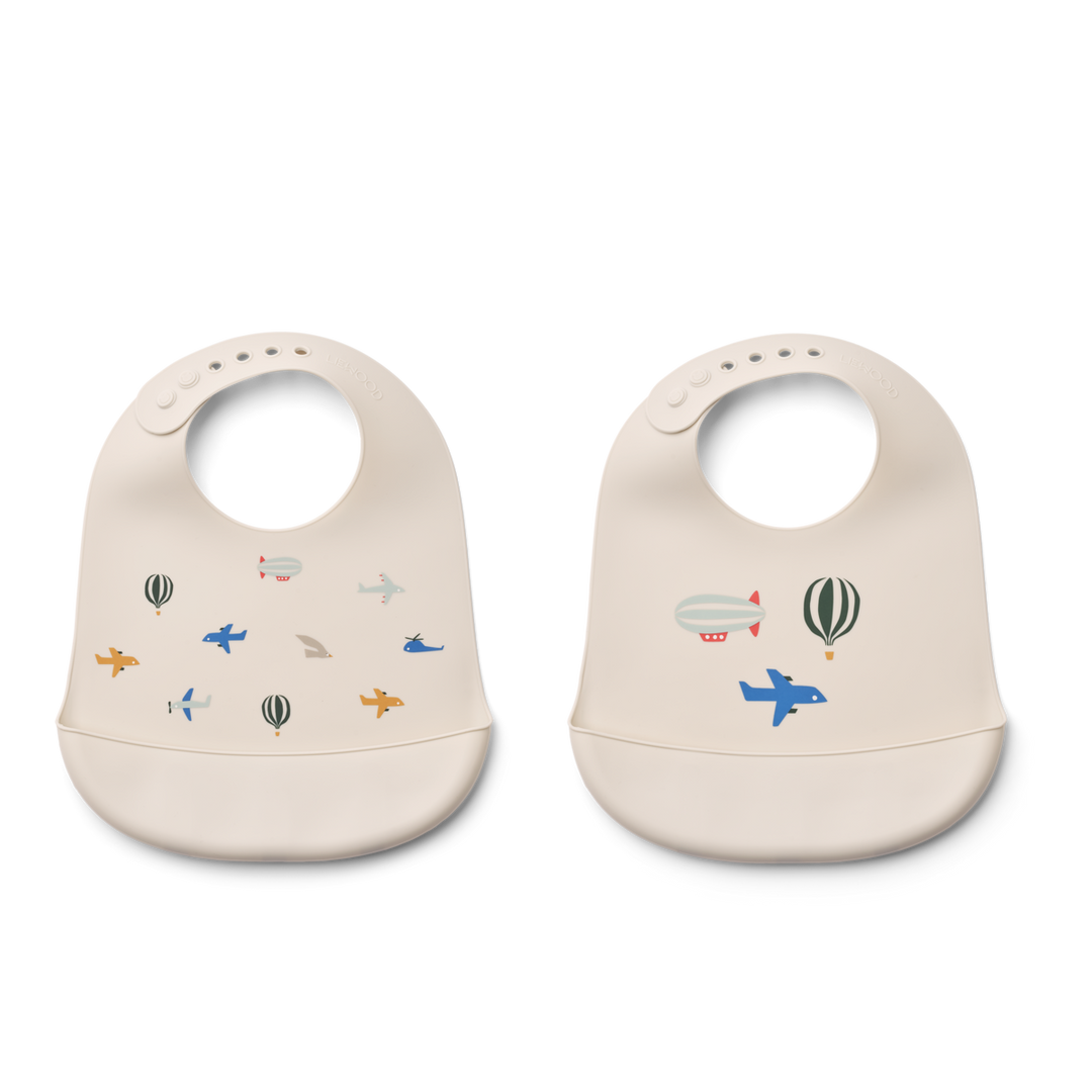 Liewood - Tilda Silicone Bib - Aviator / Ecru (2 Pack) - Mabel & Fox