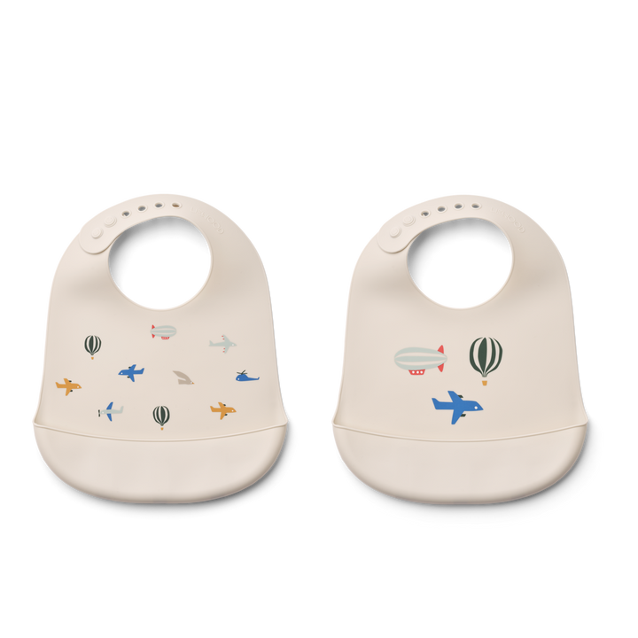 Liewood - Tilda Silicone Bib - Aviator / Ecru (2 Pack) - Mabel & Fox