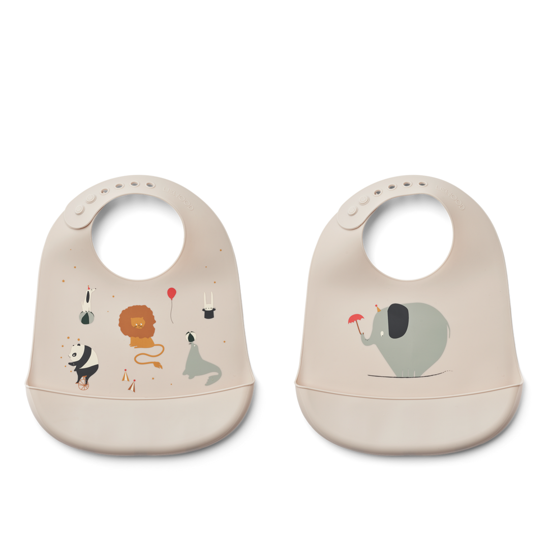 Liewood - Tilda Silicone Bib - Circus / Sandy (2 Pack) - Mabel & Fox