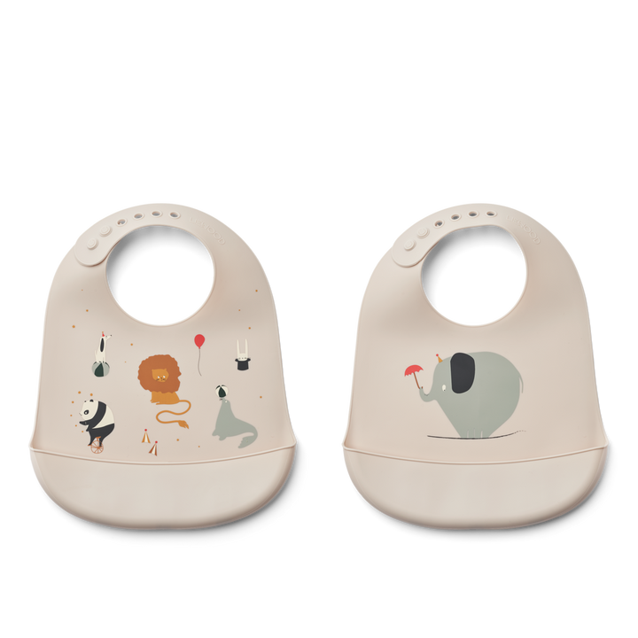 Liewood - Tilda Silicone Bib - Circus / Sandy (2 Pack) - Mabel & Fox