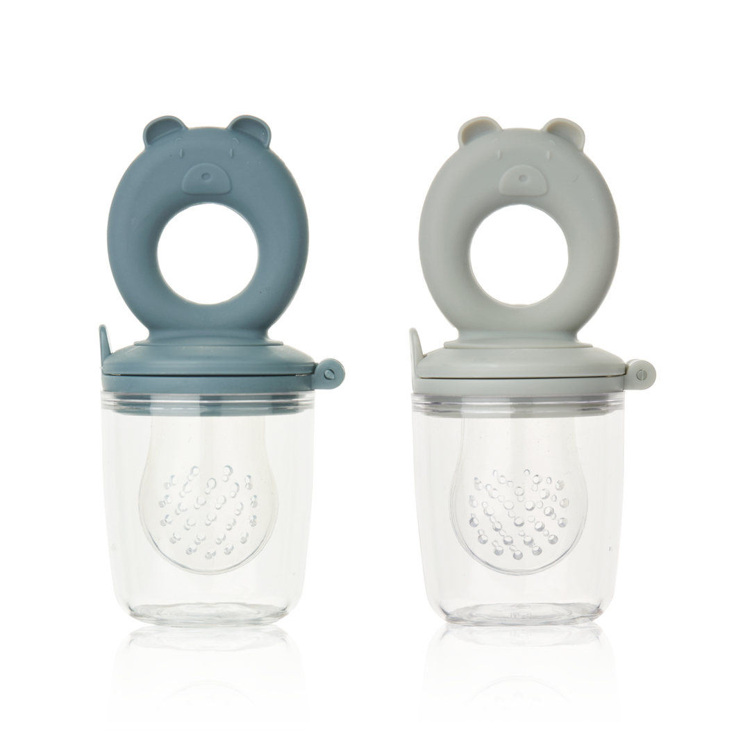 Liewood - Miranda Food Feeder - Bear Whale Blue / Dove Blue (2 Pack) - Mabel & Fox