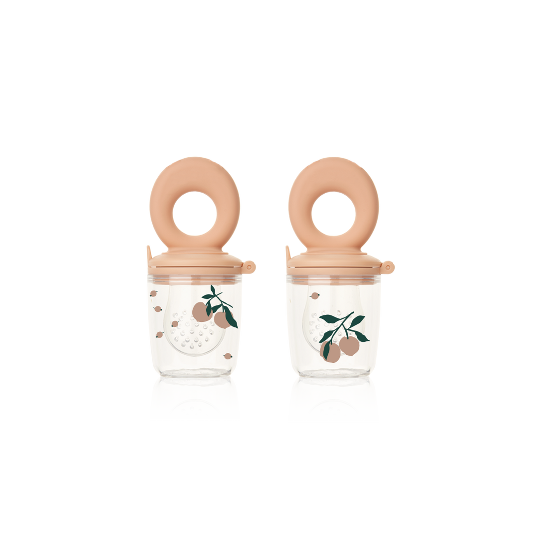 Liewood - Miranda Printed Food Feeder - Peach / Sea Shell (2 Pack) - Mabel & Fox