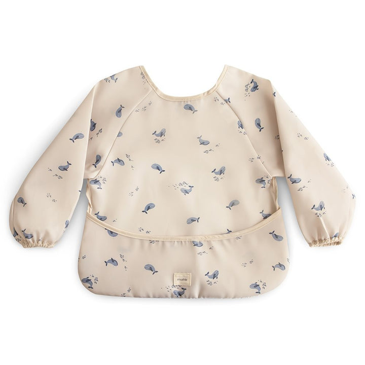 Mushie - Long Sleeve Bib - Whales - Mabel & Fox