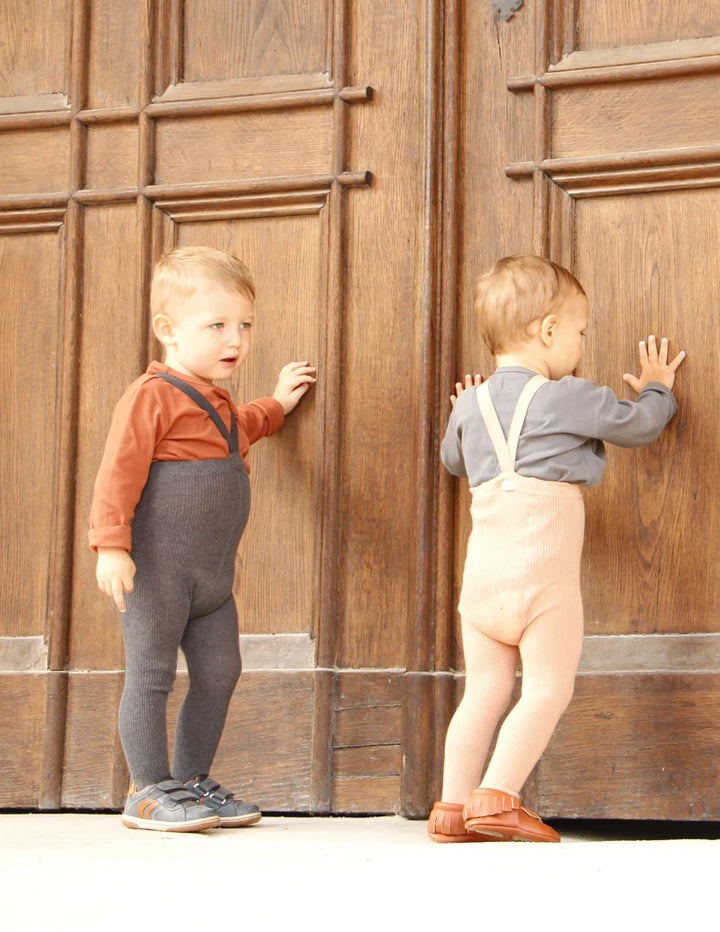 Silly Silas - Footed Cotton Tights - Dark Grey Blend - Mabel & Fox