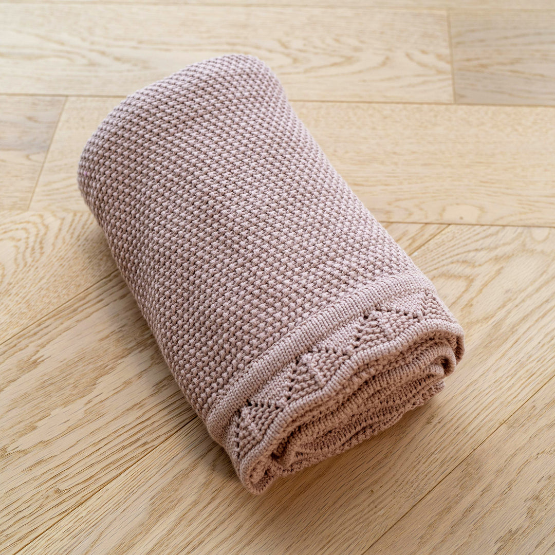 Mabel & Fox - Knitted Baby Blanket - Rose