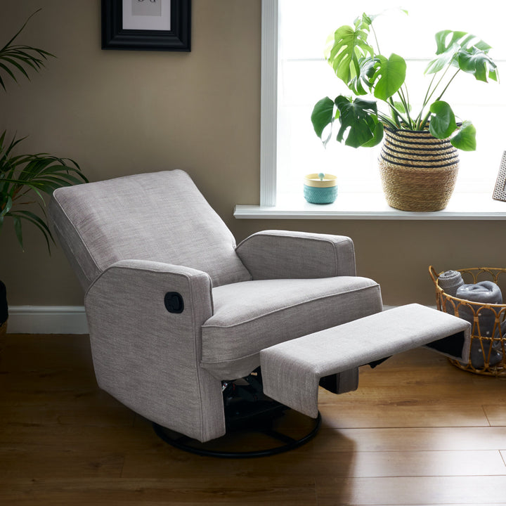 OBaby - Madison Swivel Glider Recliner Chair - Pebble - Mabel & Fox