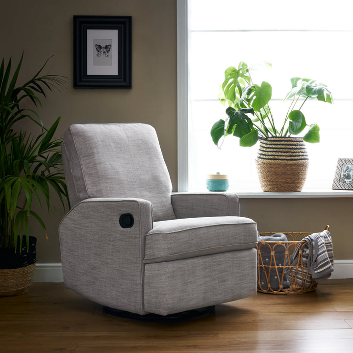 OBaby - Madison Swivel Glider Recliner Chair - Pebble - Mabel & Fox