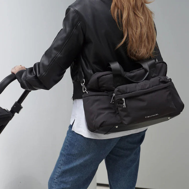 Tiba + Marl - Phoenix Eco Holdall Changing Bag - Black - Mabel & Fox