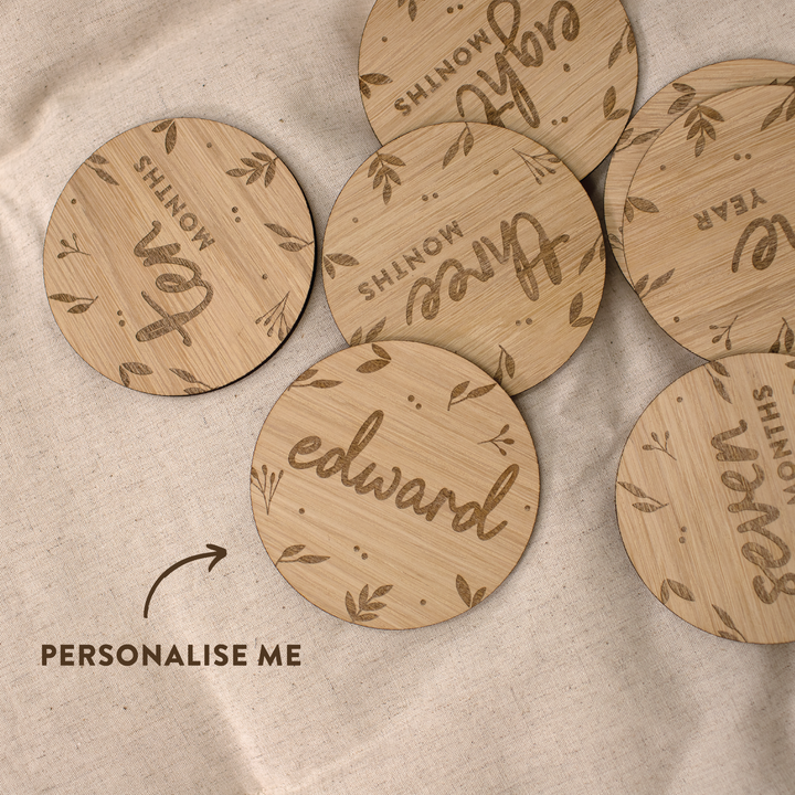 Mabel & Fox - Personalised Wooden Milestone Cards - Botanical - Mabel & Fox