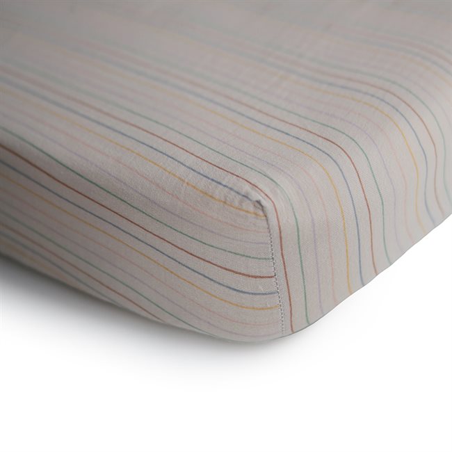 Mushie - Bassinet Sheet - Retro Stripes - Mabel & Fox