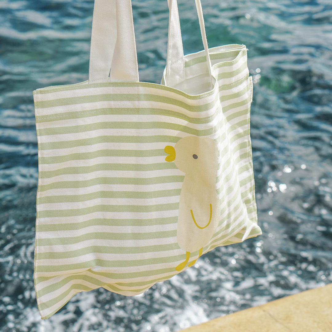 Sunnylife - Kids Canvas Beach Bag - Duck Sage Stripe