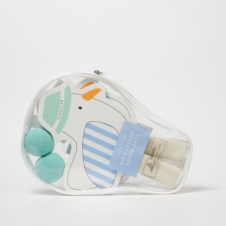 Sunnylife - Kids Velcro Beach Bats - Sid the Seagull - Blue Stripe