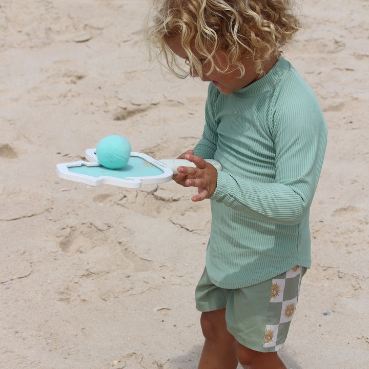 Sunnylife - Kids Velcro Beach Bats - Sid the Seagull - Blue Stripe