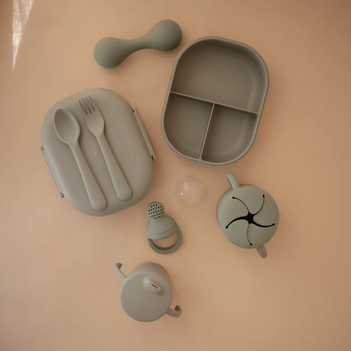 Mushie - Silicone Baby Rattle -Dried Thyme - Mabel & Fox