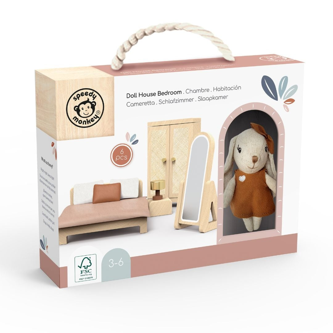 Speedy Monkey - Doll House Bedroom Set & 1 Character - Mabel & Fox