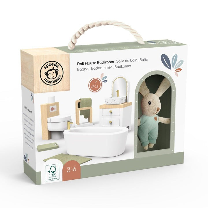 Speedy Monkey - Doll House Bathroom Set & 1 Character - Mabel & Fox