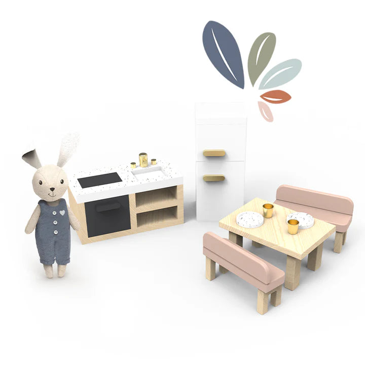 Speedy Monkey - Doll House Kitchen Set & 1 Character - Mabel & Fox