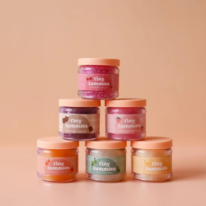 Tiny Harlow - Tiny Tummies - Jar & Spoon Set - Strawberry Custard - Mabel & Fox