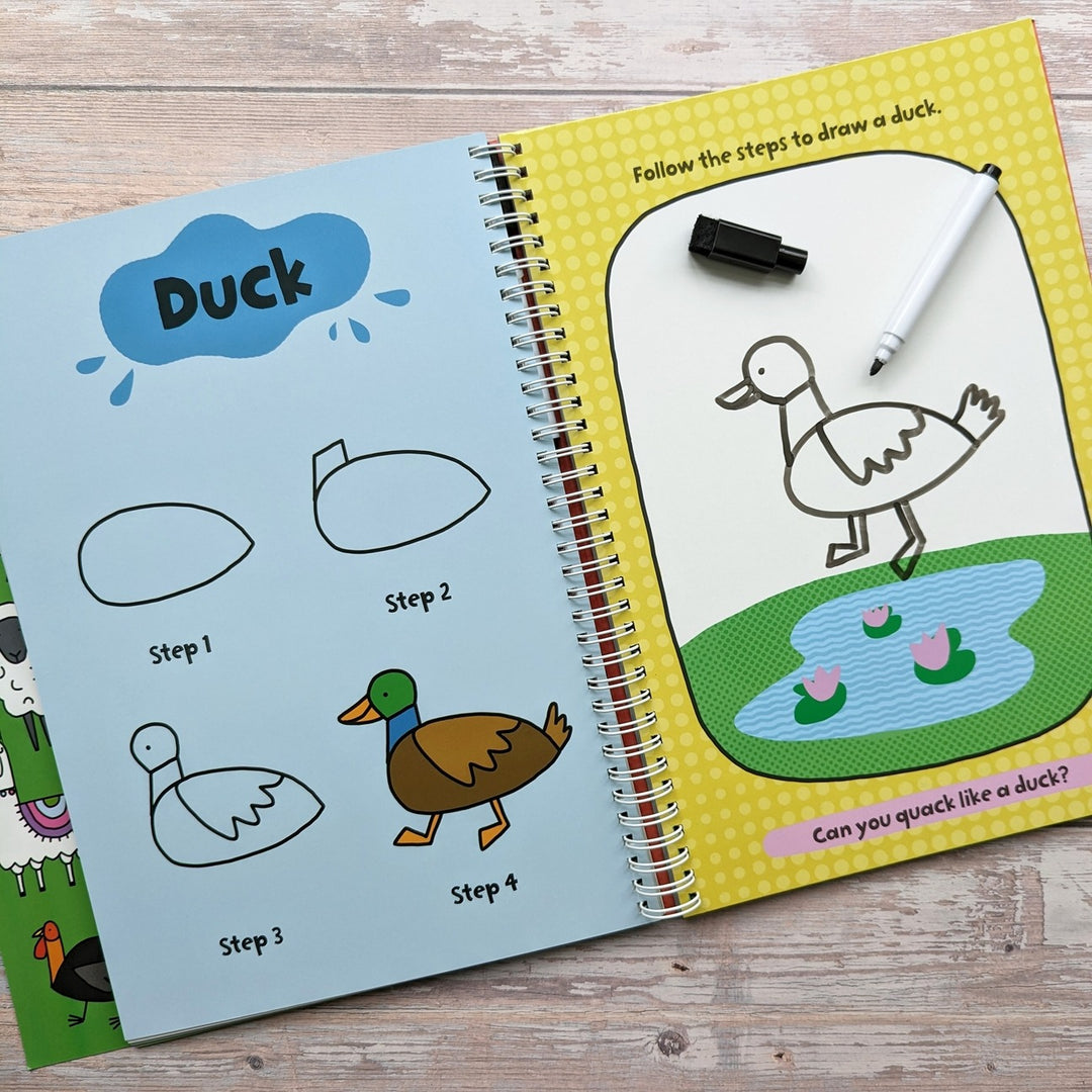 Learn To Draw Farm Animals - Wipe Clean Book