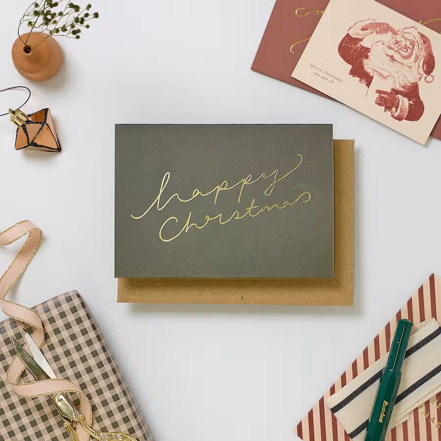 Katie Leamon - Christmas Card - Happy Christmas Warm Green