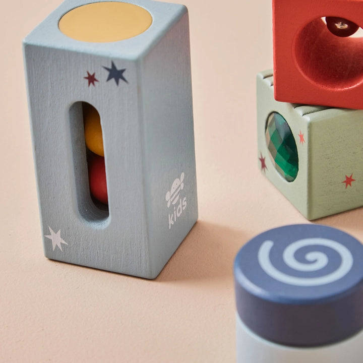 Just Bee Kids - Wooden Sensory Blocks With Bag - Mabel & Fox